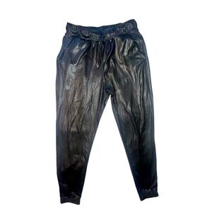 Faux Snakeskin Black Jogger Pants Drawstring Waist Size Medium